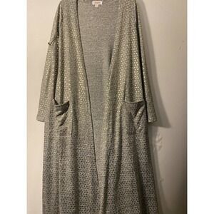 𝅺LULAROE Joy Sleeveless Vest Sweater Gray Gold Polka Dots Size Small